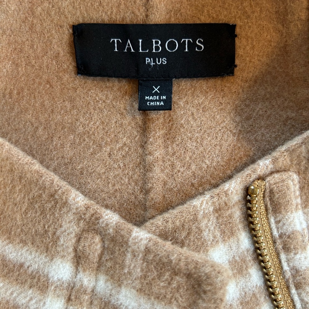Talbots Coat Jacket tan cream windowpane plaid size 1X - Picture 7 of 15